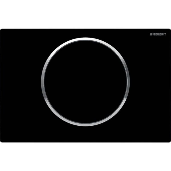 Clapeta actionare Geberit Sigma10 negru, inel design cromat lucios General Instal magazin instalatii termice sanitare