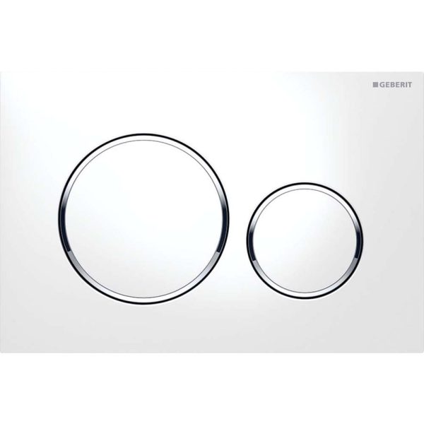 Clapeta actionare Geberit Sigma20 alb, inele design crom General Instal magazin instalatii termice sanitare
